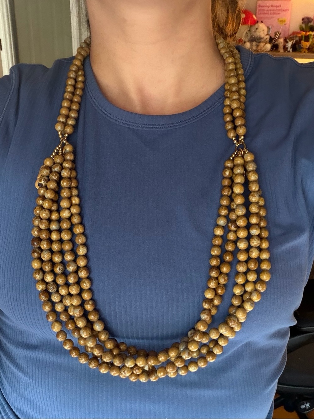 Vintage multi-strand large chunky brown beaded crystal boho statement necklace